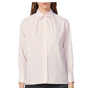 Sandro Women's Studded-Collar Pink Button-up Shirt, Euro Size 2/Medium